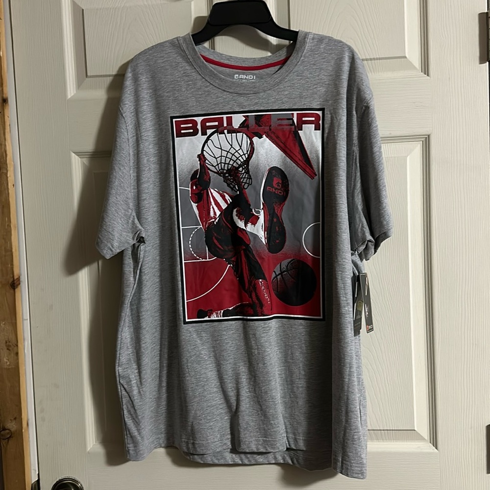 AND 1 BASKETBALL GRAPHIC TEE: GRAY: NEW WITH TAGS: SIZE 3X